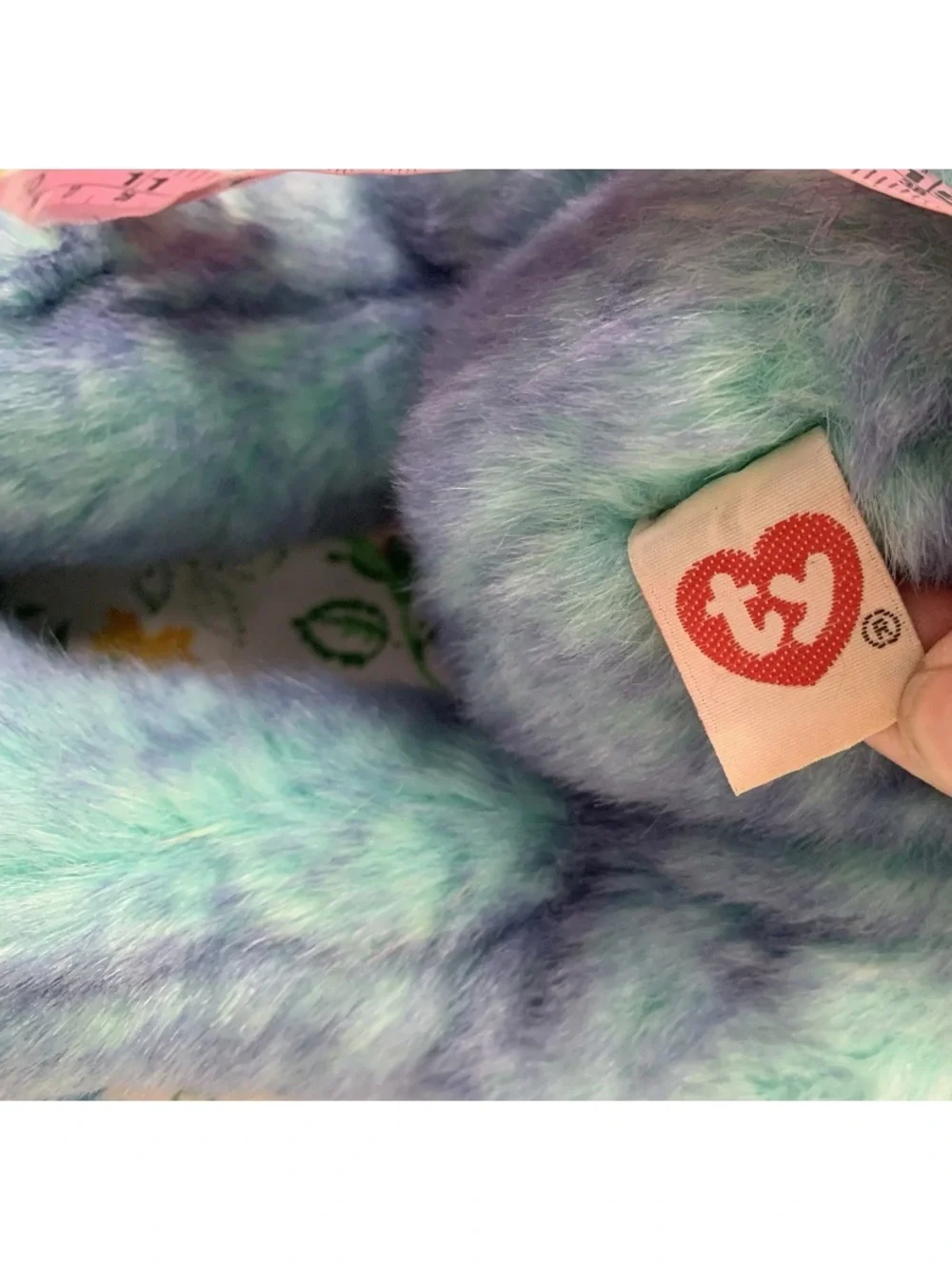 Vintage 1999 Ty Classic Bluebeary bear Plush Weighted Floppy 15” Purple Bow